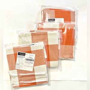 8 Orange and White Plaid Knit 16 x 16 Pillow Shams NWT